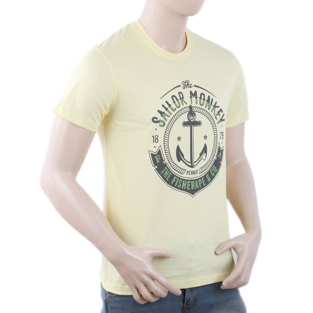 Men's Round Neck Half Sleeves T-Shirt - Lemon, Men, T-Shirts And Polos, Chase Value, Chase Value