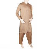 Men's Band Collar Embroidered Shalwar Kameez - Beige, Men, Shalwar Kameez, Chase Value, Chase Value