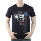Men's Round Neck Half Sleeves T-Shirt - Navy Blue, Men, T-Shirts And Polos, Chase Value, Chase Value