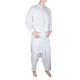 Men's Band Collar Embroidered Shalwar Kameez - OFF White, Men, Shalwar Kameez, Chase Value, Chase Value