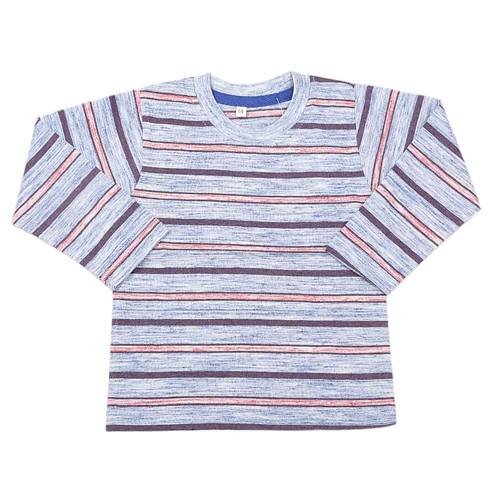 Boys Yarn Dyed Full Sleeves T-Shirt - Blue, Kids, Boys T-Shirts, Chase Value, Chase Value
