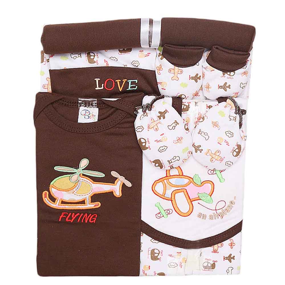 Newborn Baby Gift Suits (8 Pcs) - Brown, Newborn Baby Accessories, Chase Value, Chase Value
