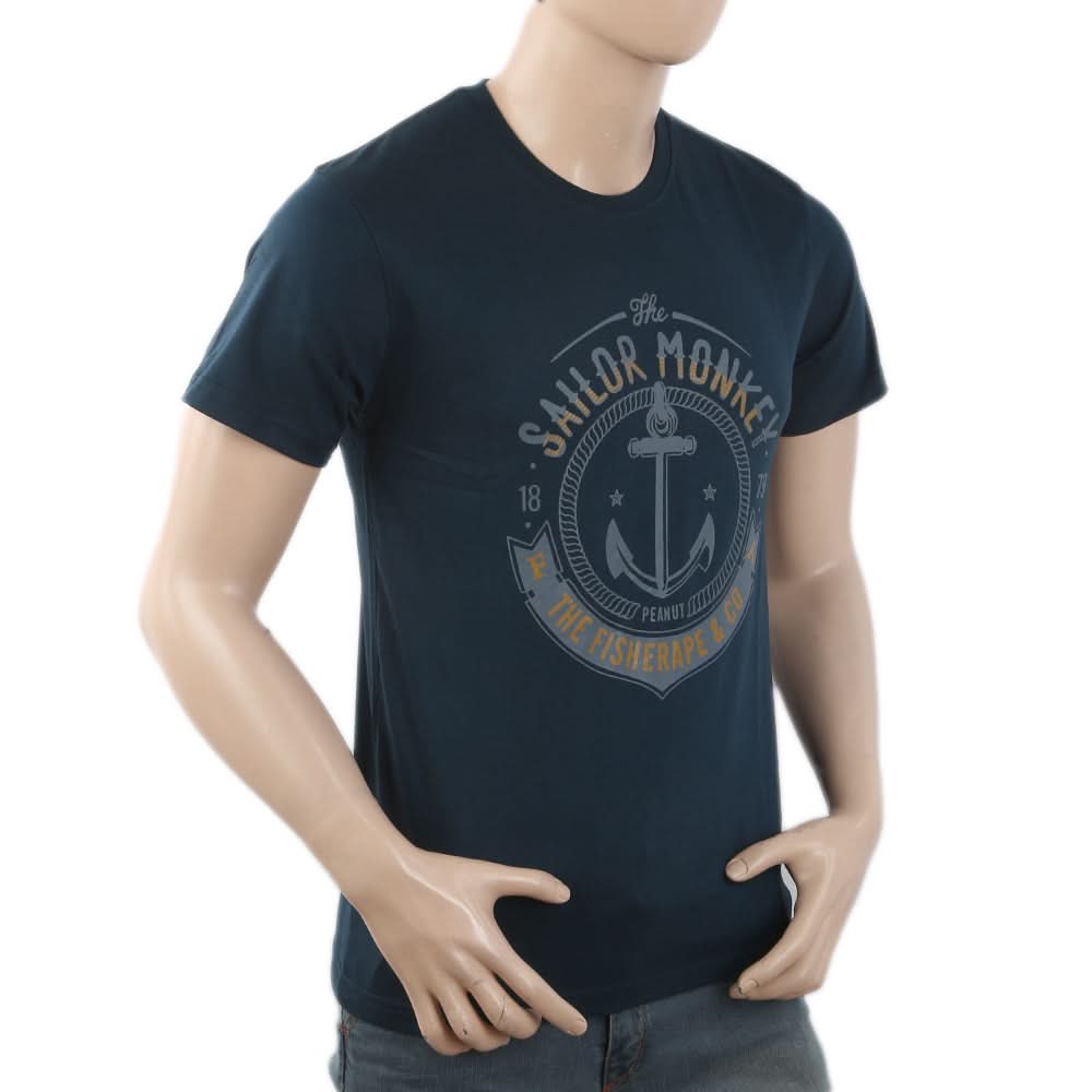 Men's Round Neck Half Sleeves T-Shirt - Steel Green, Men, T-Shirts And Polos, Chase Value, Chase Value