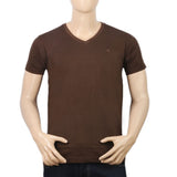 Men's Half Sleeves V Neck T-Shirt - Dark Brown, Men, T-Shirts And Polos, Chase Value, Chase Value