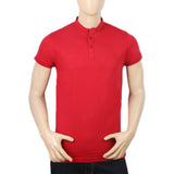 Men's Half Sleeves Sherwani Collar - Red, Men, T-Shirts And Polos, Chase Value, Chase Value