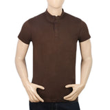 Men's Half Sleeves Sherwani Collar - Dark Brown, Men, T-Shirts And Polos, Chase Value, Chase Value