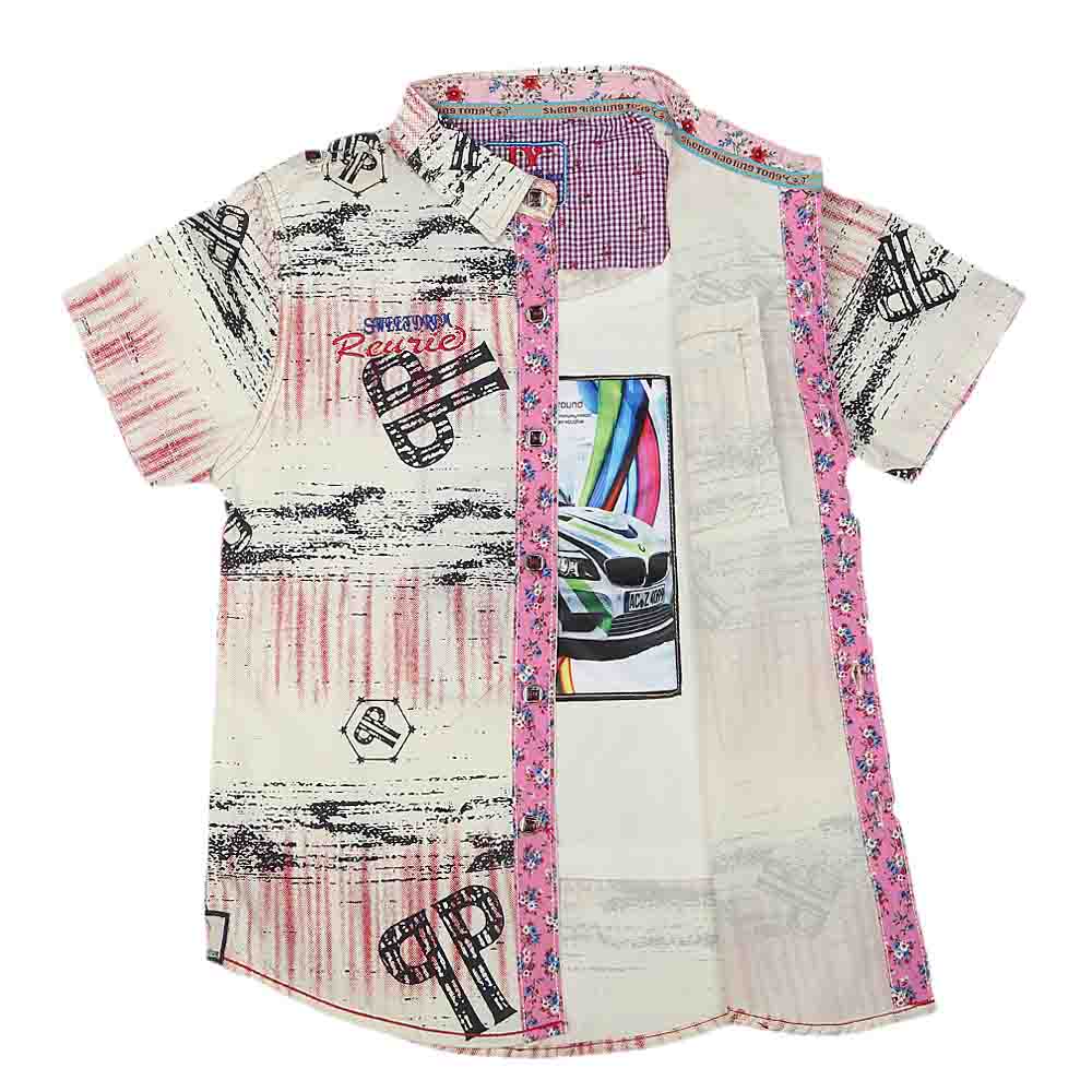 Boys Half Sleeves Printed Shirt - Red, Kids, Boys Shirts, Chase Value, Chase Value