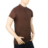 Men's Half Sleeves Sherwani Collar - Dark Brown, Men, T-Shirts And Polos, Chase Value, Chase Value