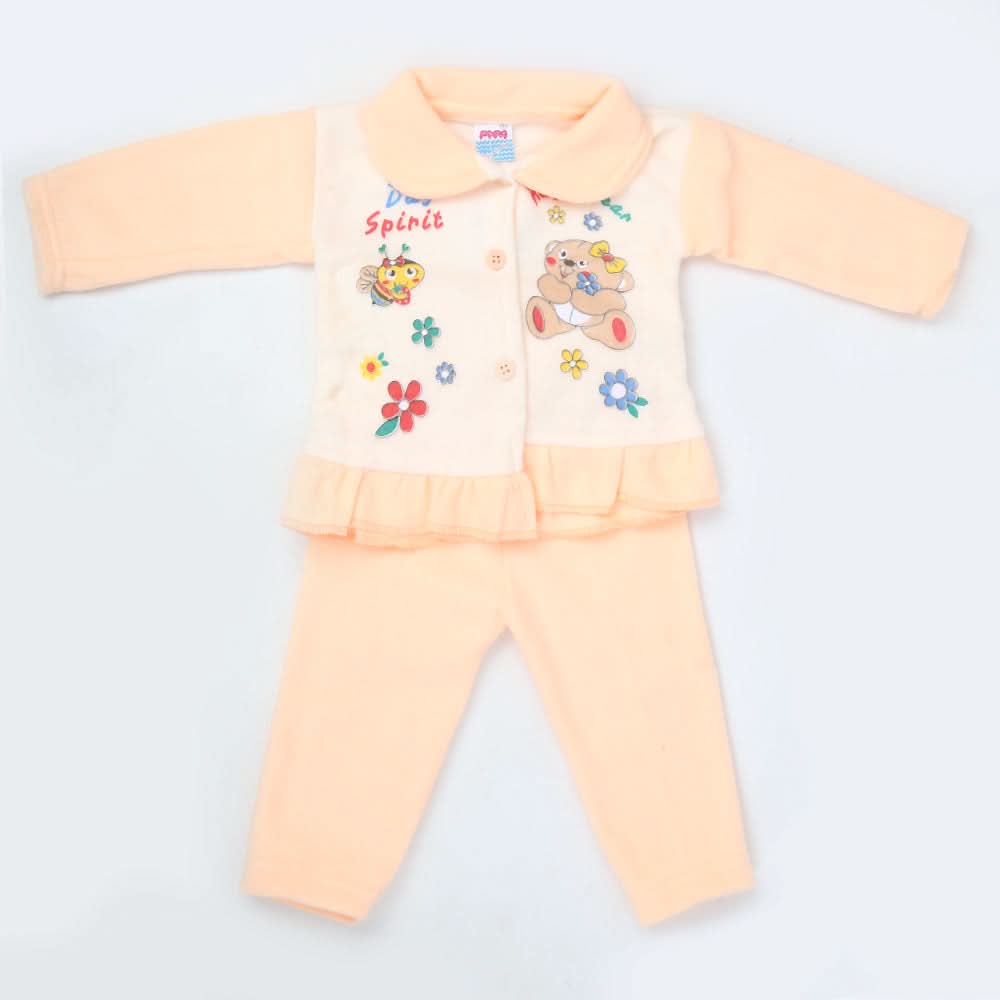 Newborn Girl Full Sleeves Polar Suit - Peach, Kids, NB Girls Sets And Suits, Chase Value, Chase Value