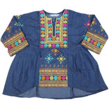 Girls Embroidered Denim Kurti - Blue, Kids, Girls Kurti, Chase Value, Chase Value