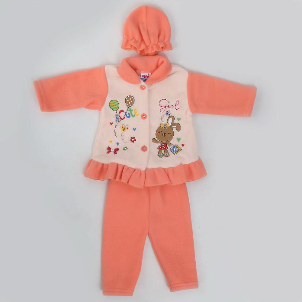 Newborn Girl Full Sleeves Polar Suit 6541 - Peach, Kids, NB Girls Sets And Suits, Chase Value, Chase Value