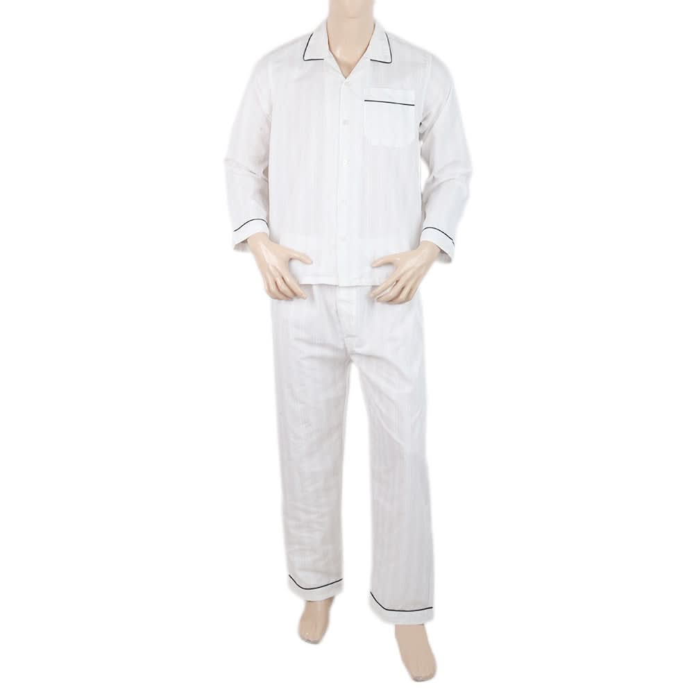 Mens Comfort Stripe Night Suit - White, Men, Nightwear, Chase Value, Chase Value