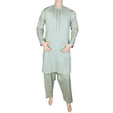 Men's Embroidered Shalwar Kameez Band Collar - Light Green, Men's Fashion, Chase Value, Chase Value
