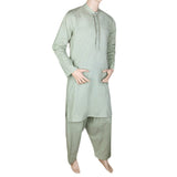 Men's Embroidered Shalwar Kameez Band Collar - Light Green, Men's Fashion, Chase Value, Chase Value