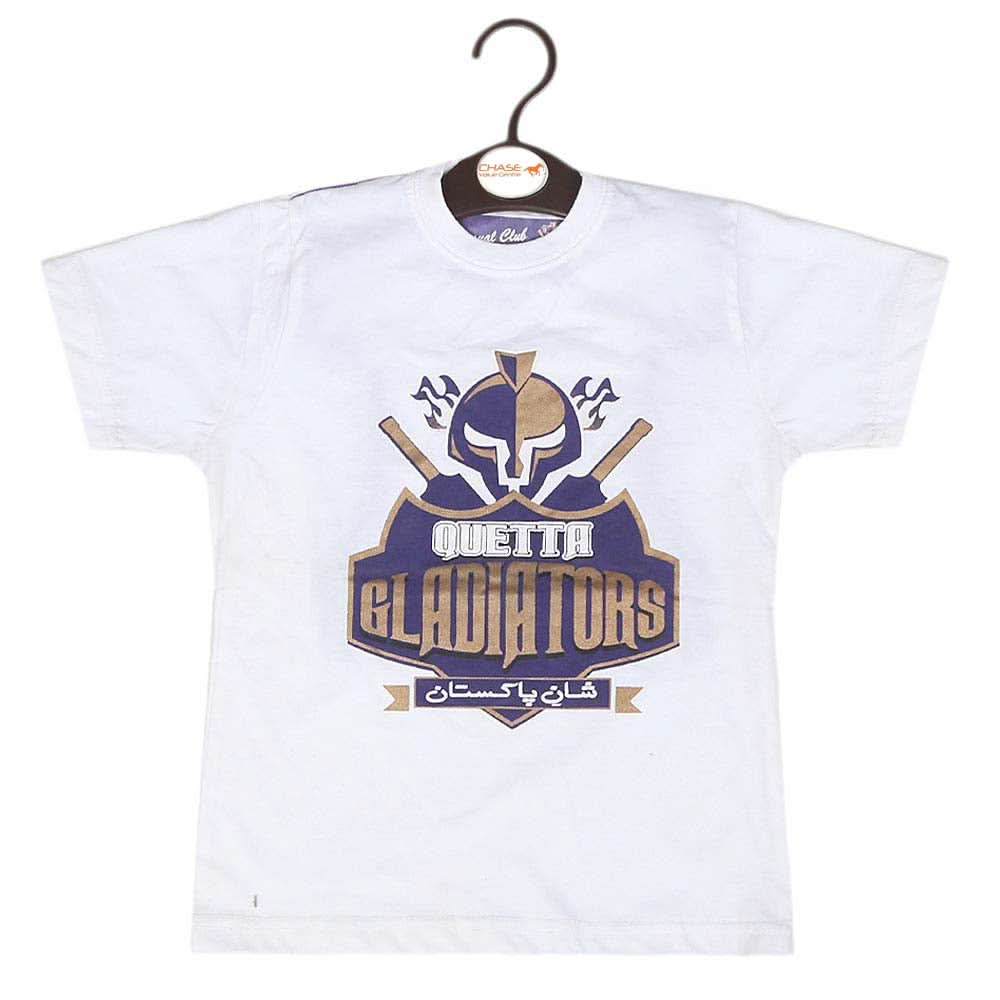 Quetta Gladiators T-Shirt For Boys - White, Kids, Boys T-Shirts, Chase Value, Chase Value