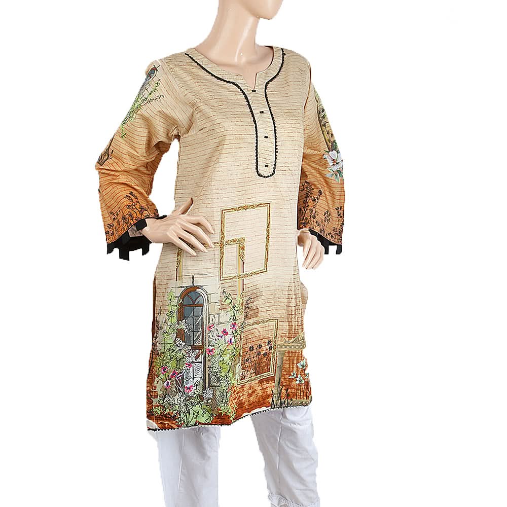 Women's Digital Printed Kurti - Beige, , Chase Value, Chase Value
