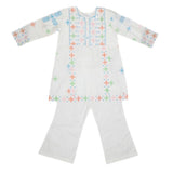 Girls Embroidery Cotton Suit 3 Pcs - White, Kids, Girls Sets And Suits, Chase Value, Chase Value