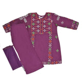 Girls Embroidery Cotton Suit 3 Pcs - Purple, Kids, Girls Sets And Suits, Chase Value, Chase Value