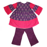 Girls Printed Cotton Suit 3 Pcs - Purple, Kids, Girls Sets And Suits, Chase Value, Chase Value