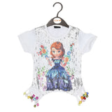 Girls Net Frill T-Shirt - White, Kids, Girls T-Shirts, Chase Value, Chase Value