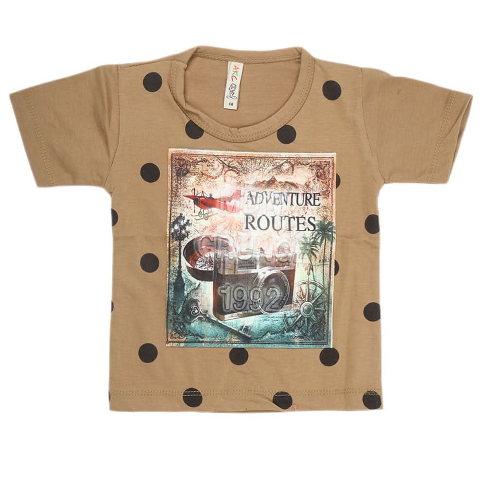 Boys Half Sleeves T-Shirt - Khaki, Kids, Boys T-Shirts, Chase Value, Chase Value