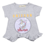 Girls Half Sleeves T-Shirt - Light Grey, Kids, Girls T-Shirts, Chase Value, Chase Value
