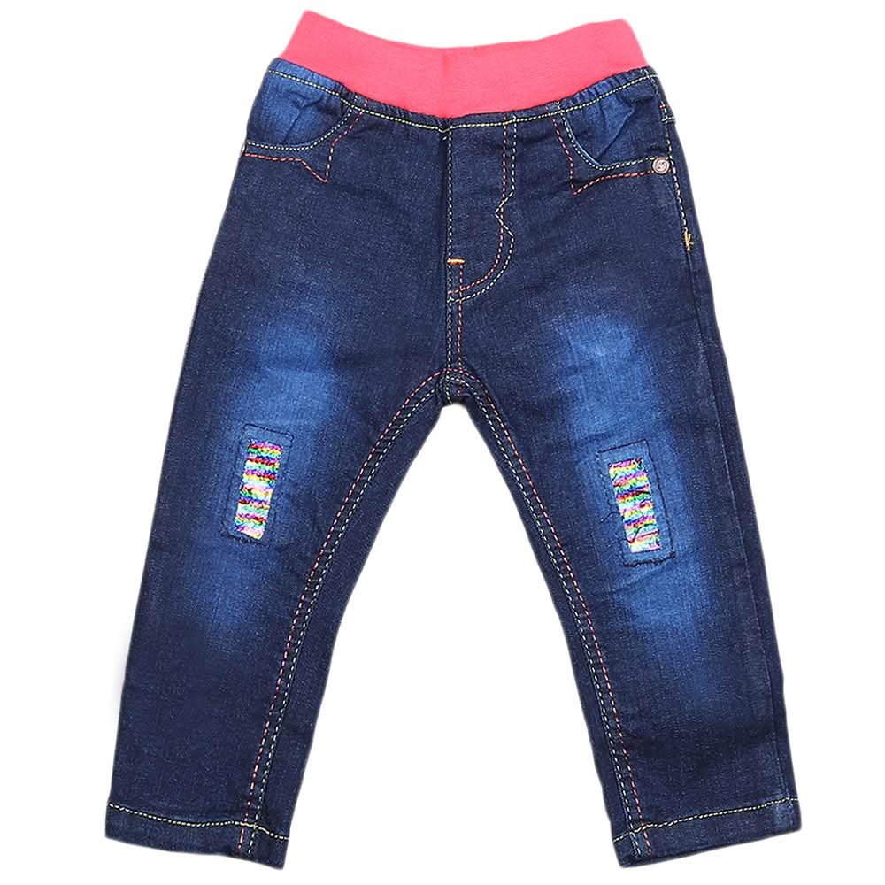 Girls Denim Pant - Dark Blue, Kids, Pants And Capri, Chase Value, Chase Value