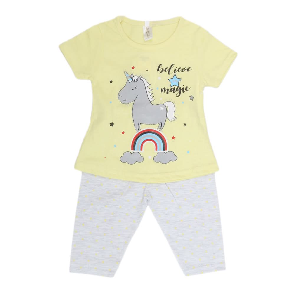 Girls Half Sleeves Tighs Suits - Yellow, Kids, Girls Sets And Suits, Chase Value, Chase Value