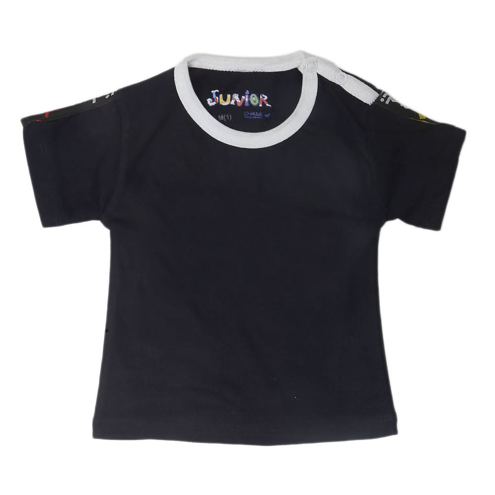 Newborn Boys Round Neck Half Sleeves T-Shirt - Navy Blue, Kids, NB Boys Shirts And T-Shirts, Chase Value, Chase Value