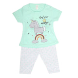 Girls Half Sleeves Tighs Suits - Cyan, Kids, Girls Sets And Suits, Chase Value, Chase Value