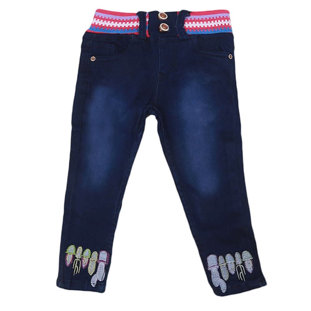 Girls Stretchable Denim Pant - Dark Blue, Kids, Pants And Capri, Chase Value, Chase Value