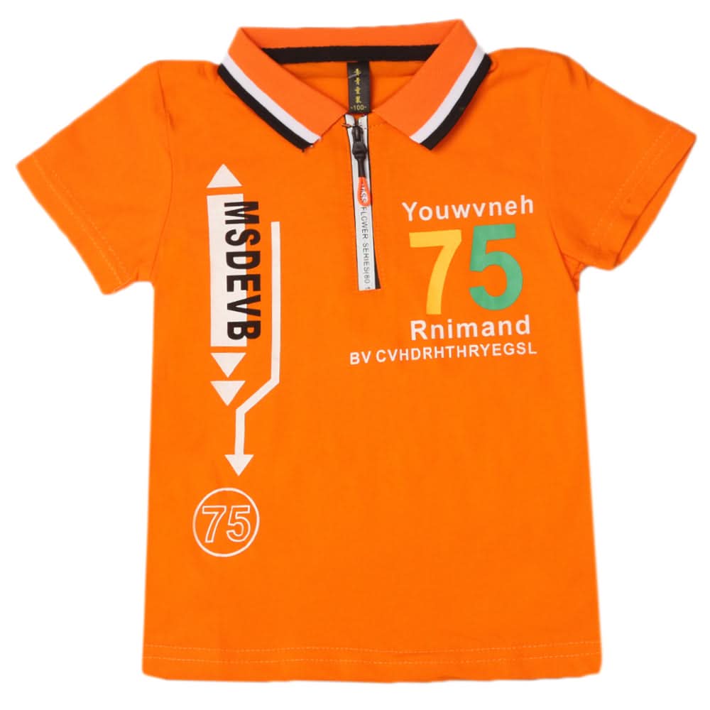 Boys Half Sleeves Polo T-Shirt - Orange, Boys T-Shirts, Chase Value, Chase Value