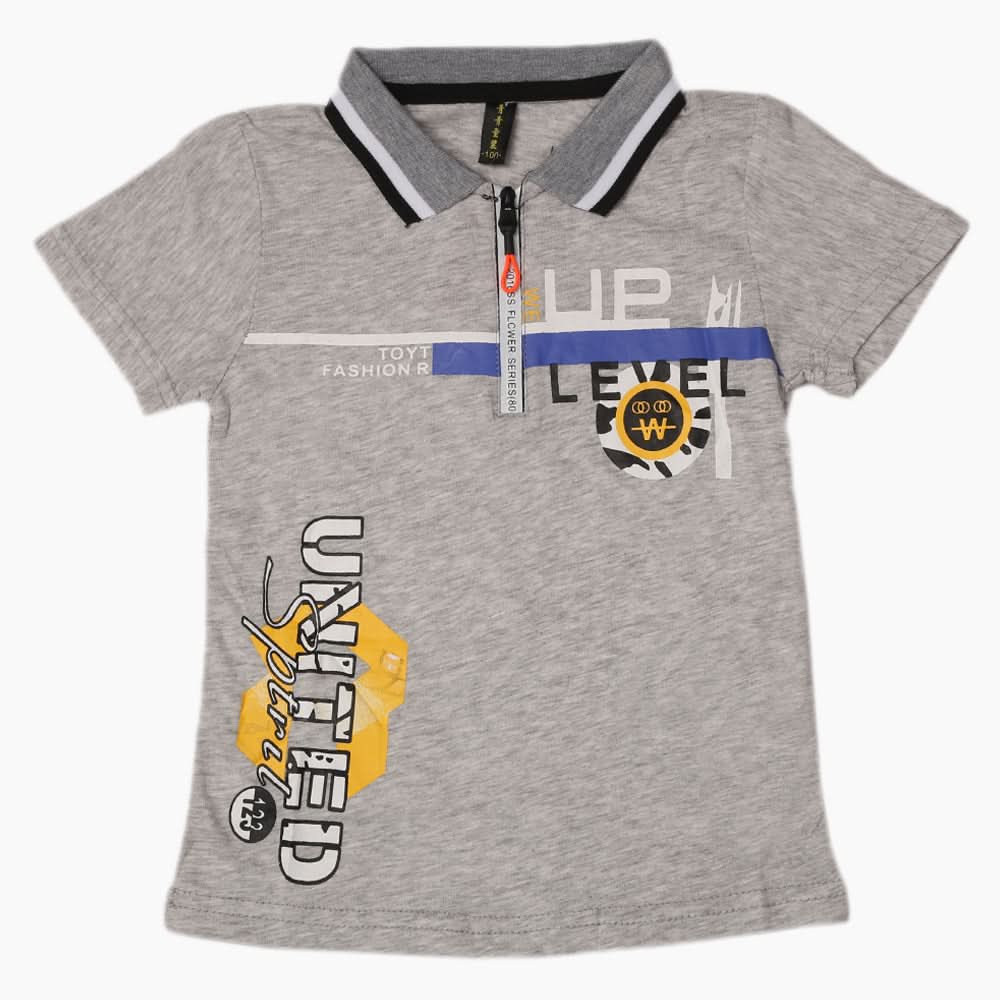 Boys Half Sleeves Polo T-Shirt - Light Grey, Boys T-Shirts, Chase Value, Chase Value