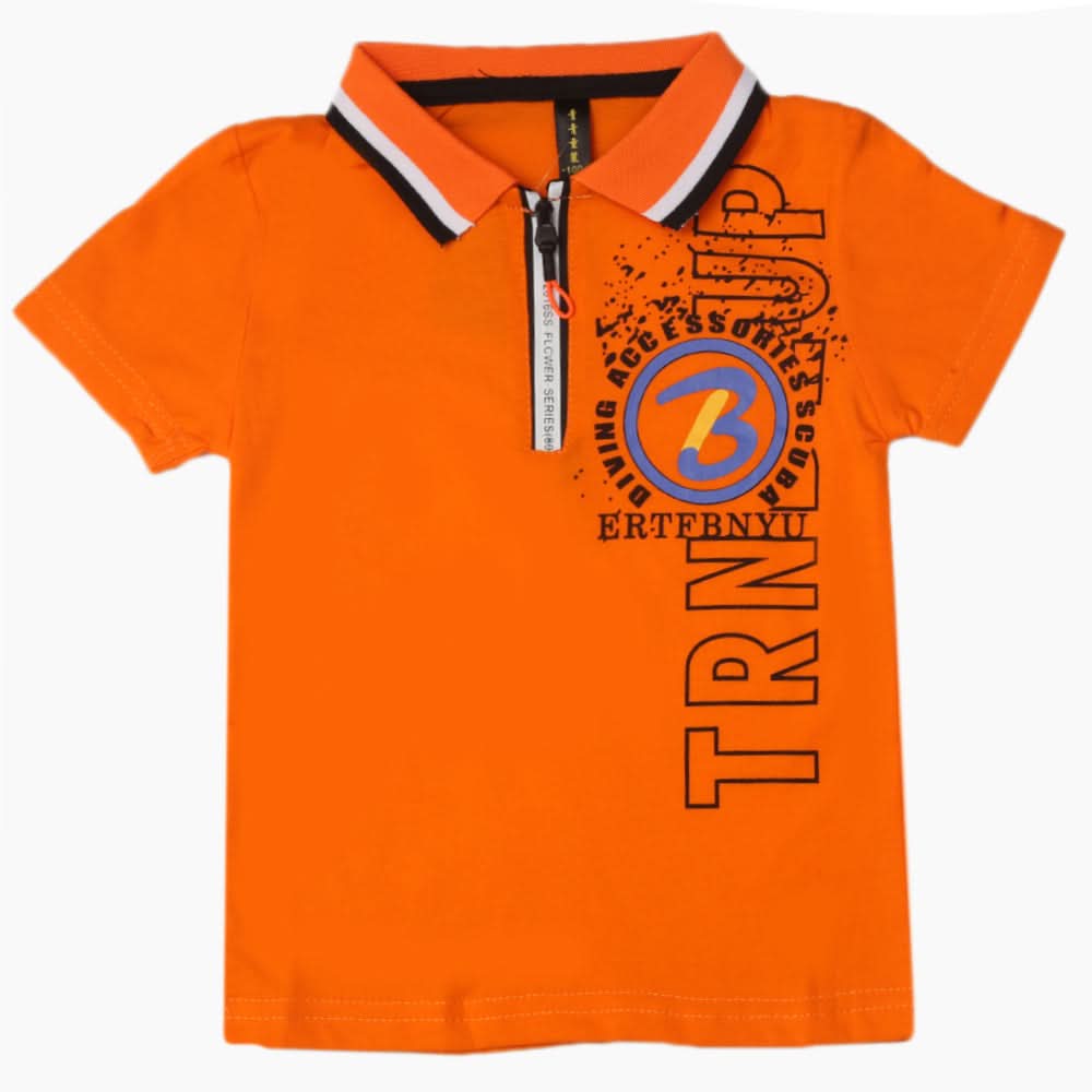 Boys Half Sleeves Polo T-Shirt - Orange, Boys T-Shirts, Chase Value, Chase Value