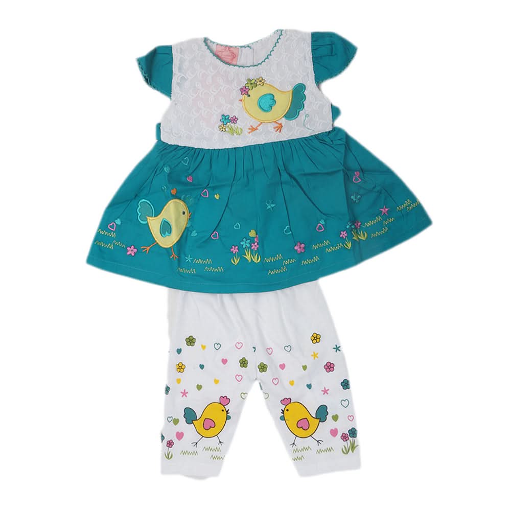 Newborn Girls Half Sleeves Suit - Sea Green, Kids, NB Girls Sets And Suits, Chase Value, Chase Value