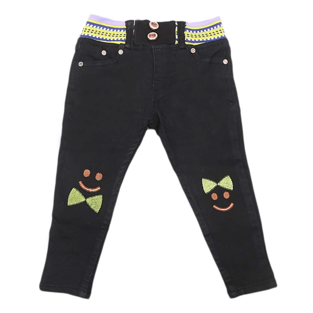 Girls Stretchable Denim Pant - Black, Kids, Pants And Capri, Chase Value, Chase Value