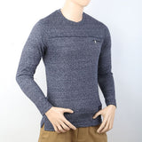 Men's Full Sleeves Round Neck T-Shirt - Navy Blue, Men, T-Shirts And Polos, Chase Value, Chase Value