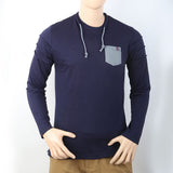 Men's Full Sleeves T-Shirt - Navy Blue, Men, T-Shirts And Polos, Chase Value, Chase Value