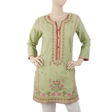 Women's Embroidered V-Neck Kurti - Green, Women, Ready Kurtis, Chase Value, Chase Value