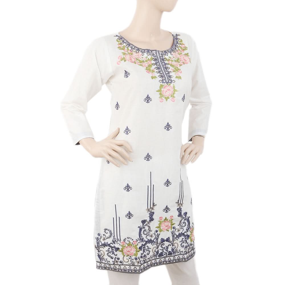 Women's Embroidered Kurti - White, Women, Ready Kurtis, Chase Value, Chase Value