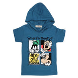 Boys Hooded Half Sleeves T-Shirt - Steel Blue, Kids, Boys T-Shirts, Chase Value, Chase Value