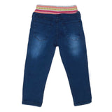 Girls Denim Embroidered Pant - Dark Blue, Kids, Pants And Capri, Chase Value, Chase Value