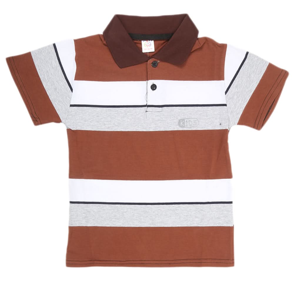 Boys Yarn Dyed T-Shirt - Brown, Kids, Boys T-Shirts, Chase Value, Chase Value