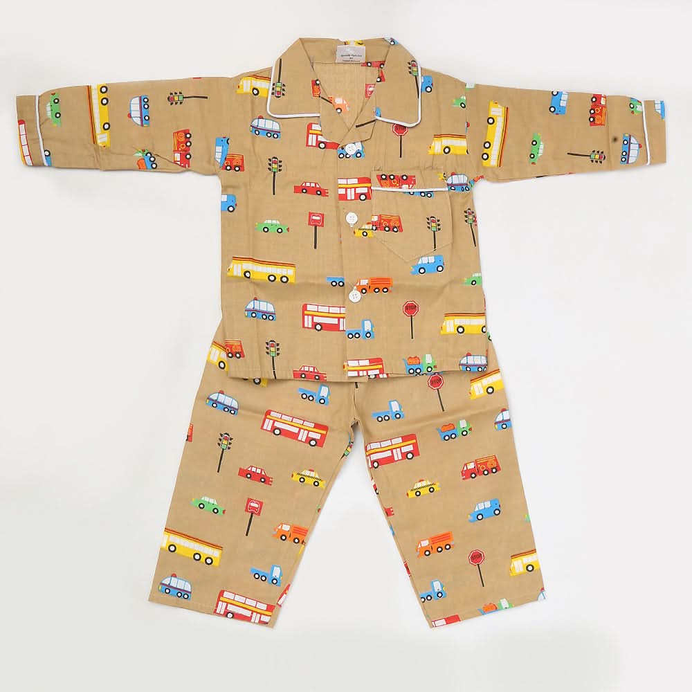 Boys Full Sleeves Night Suit - Brown, Kids, Boys Sets And Suits, Chase Value, Chase Value