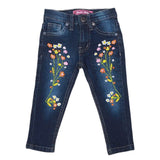 Girls Embroidered Denim Pant - Dark Blue, Kids, Pants And Capri, Chase Value, Chase Value