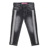 Girls Strip Denim Pant - Black, Kids, Pants And Capri, Chase Value, Chase Value