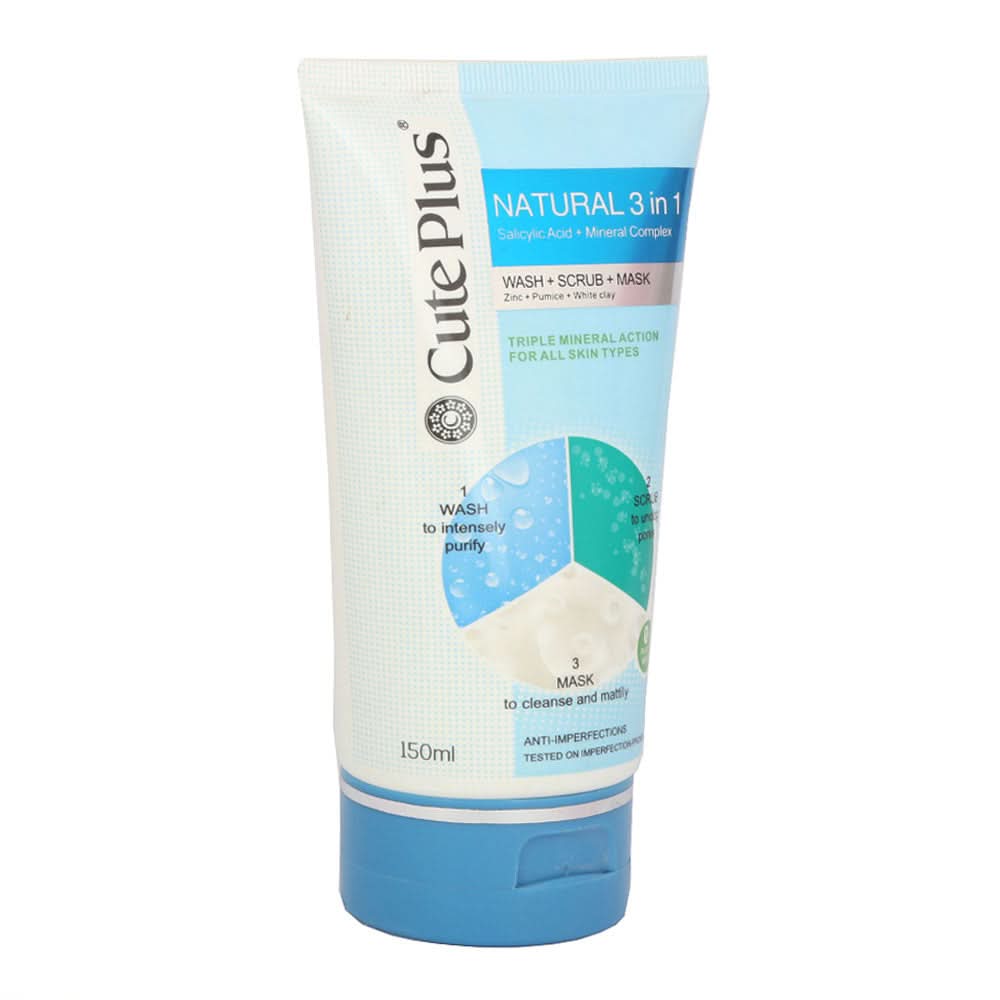 Cute Plus Scrup Mask 3 in 1 150ml, Beauty & Personal Care, Masks, Chase Value, Chase Value