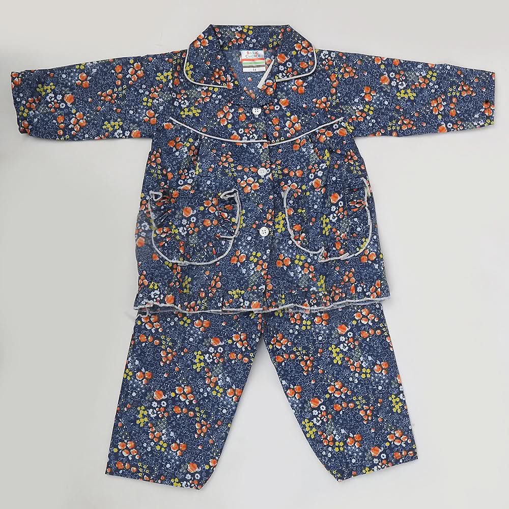 Girls Full Sleeves Night Suit - Navy Blue, Kids, Girls Sets And Suits, Chase Value, Chase Value