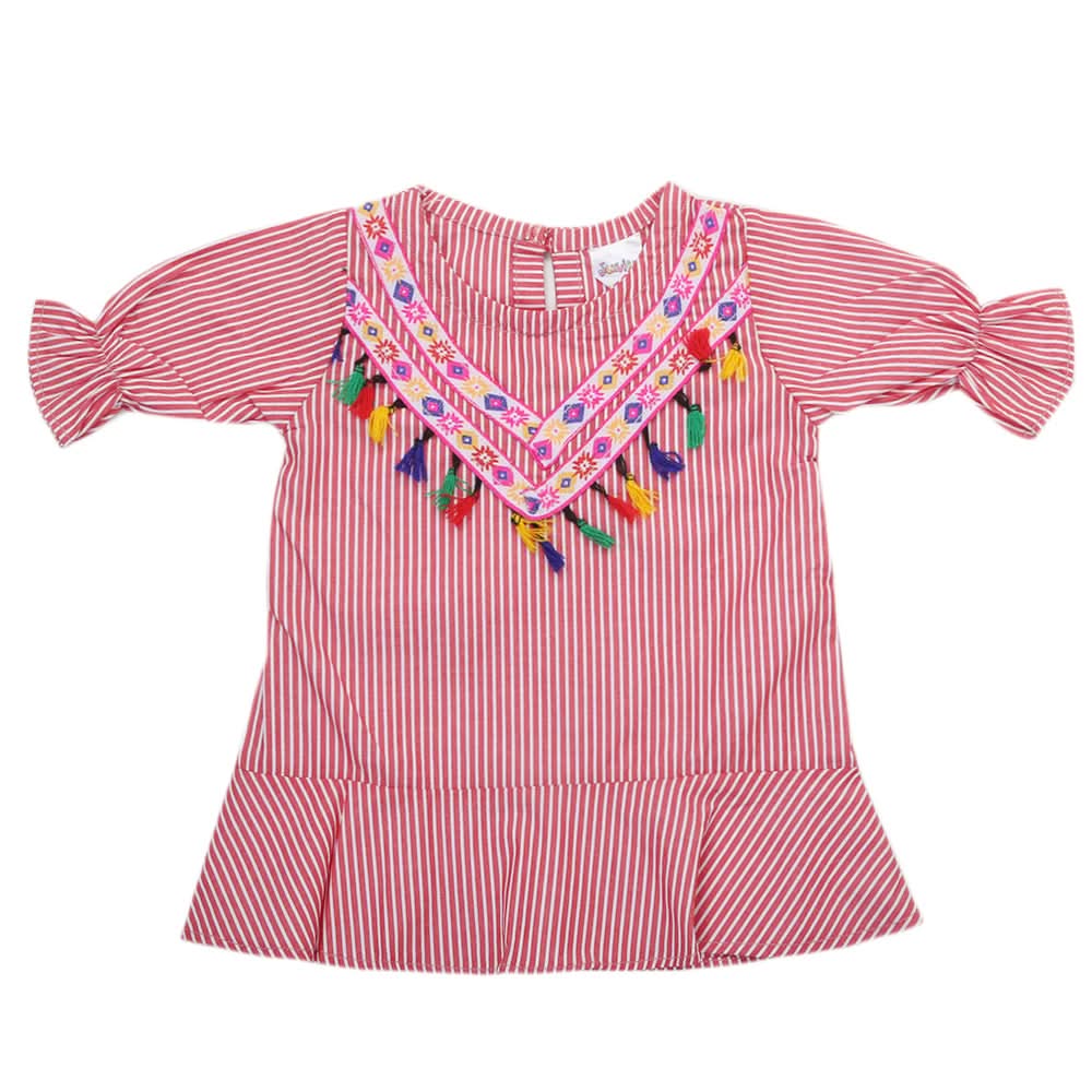 Newborn Girls Frock A.L 5503-A - Red, Kids, NB Girls Frocks, Chase Value, Chase Value