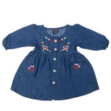 Girls Embroidered Denim Frock - Blue, Girls Apparel, Chase Value, Chase Value